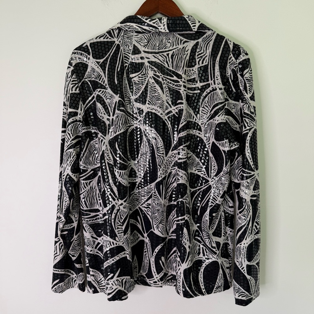 Misook Patterned Textured Zip Up Statement Jacket… - image 3